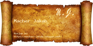 Macher Jakab névjegykártya